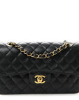 Caviar Quilted Small Double Flap Black