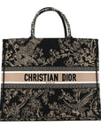Canvas Embroidered Large Ornamental Cornely Book Tote Black Beige