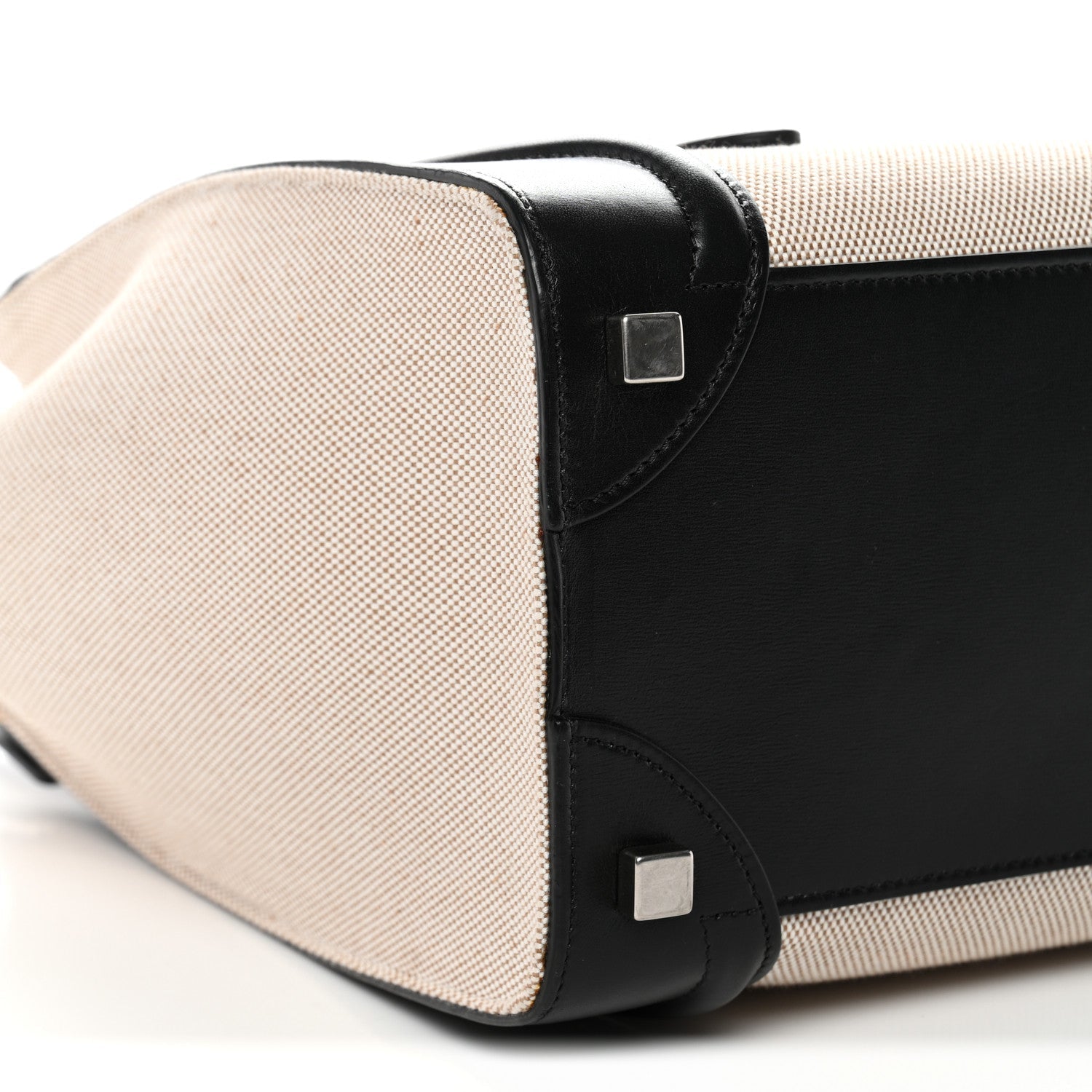 Textile Smooth Calfskin Micro Bi-Color Luggage Natural