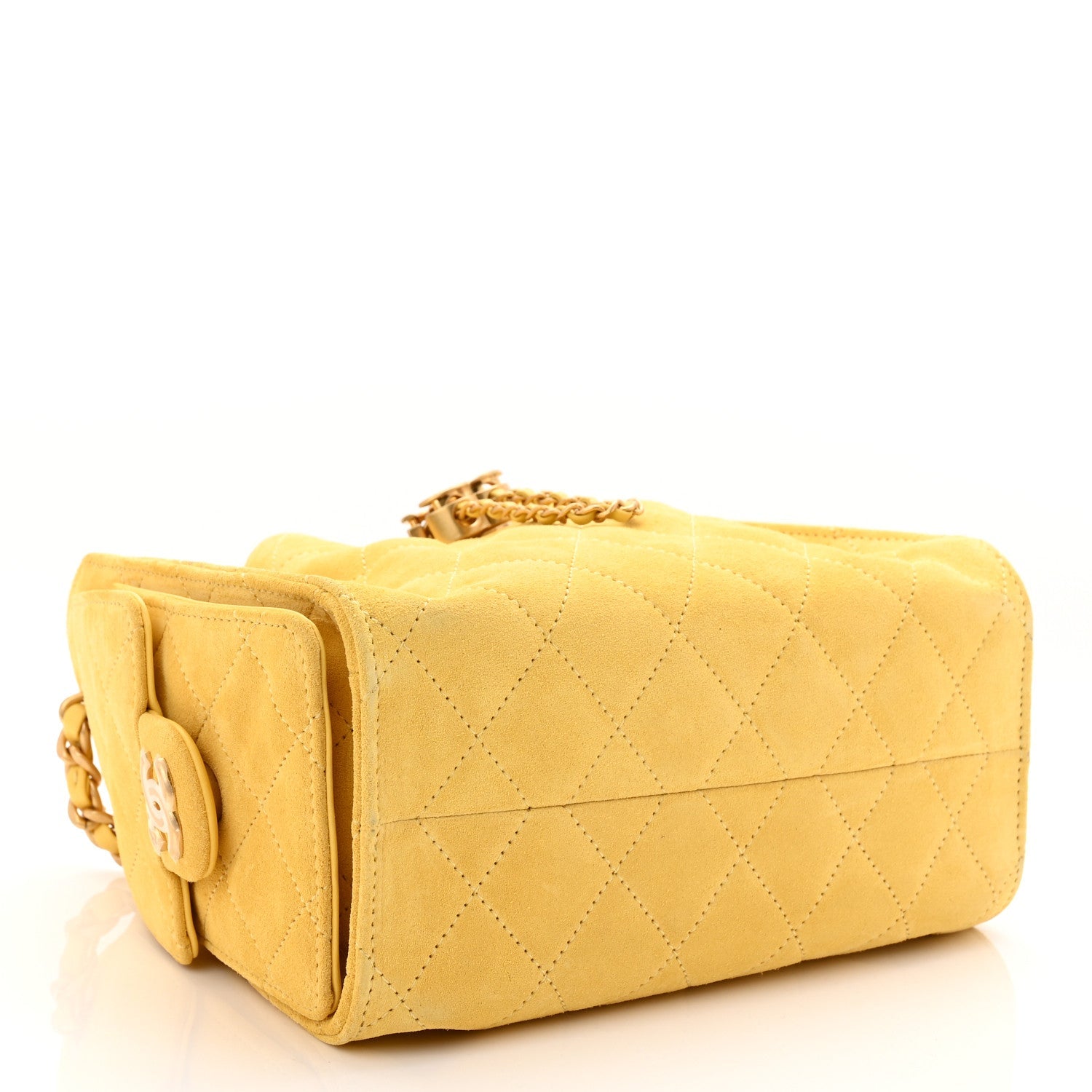 Suede Quilted Mini CHNL 25 Handbag Yellow