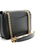Saffiano Flap Shoulder Bag Black