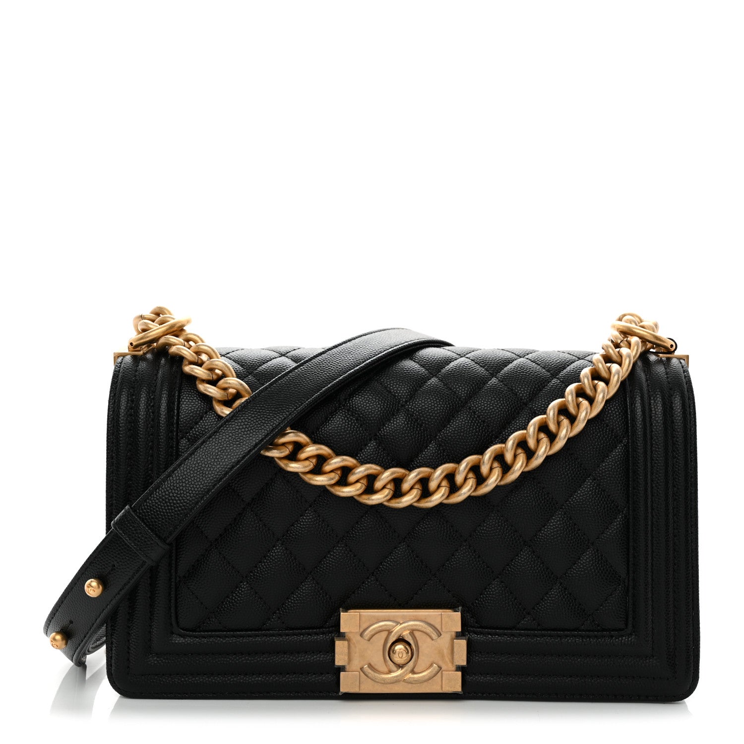 Caviar Quilted Medium Boy Flap Black