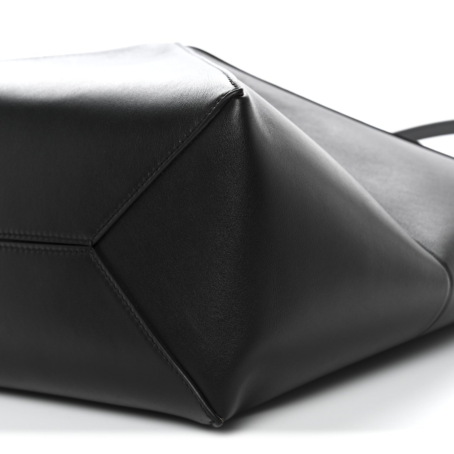 Shiny Calfskin Medium Puzzle Fold Tote Black