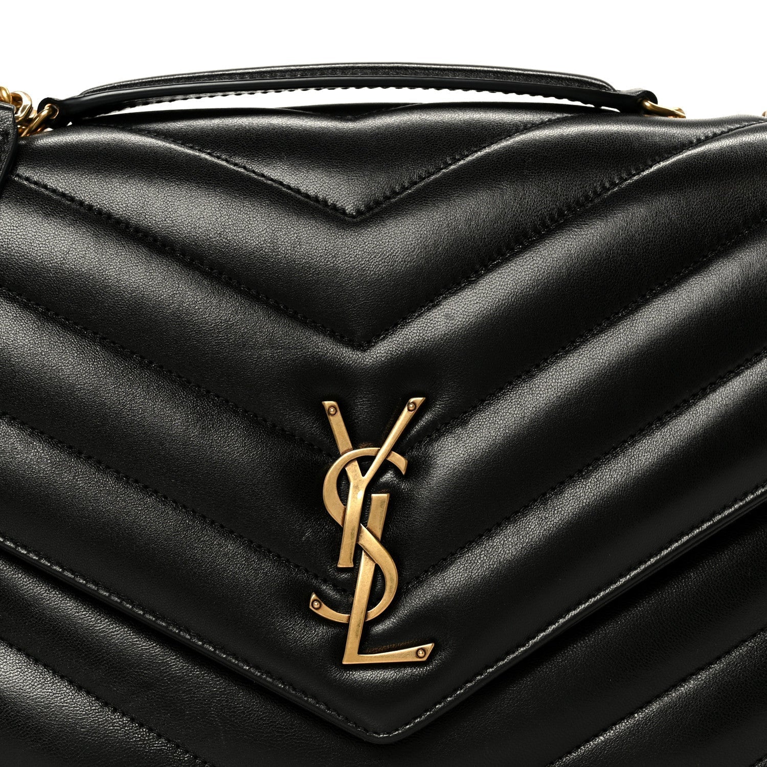 Lambskin Chevron Quilted Large Loulou Black