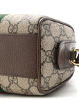 GG Supreme Monogram Textured Dollar Calfskin Web Super Mini Ophidia Top Handle Bowler Bag Beige Ebony New Acero
