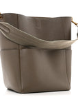 Soft Grained Calfskin Sangle Bucket Bag Taupe