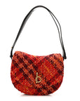 Tweed Check Medium Rocking Horse Crossbody Red Black
