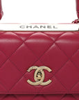 Lambskin Quilted Small Trendy CC Flap Dual Handle Bag Dark Pink