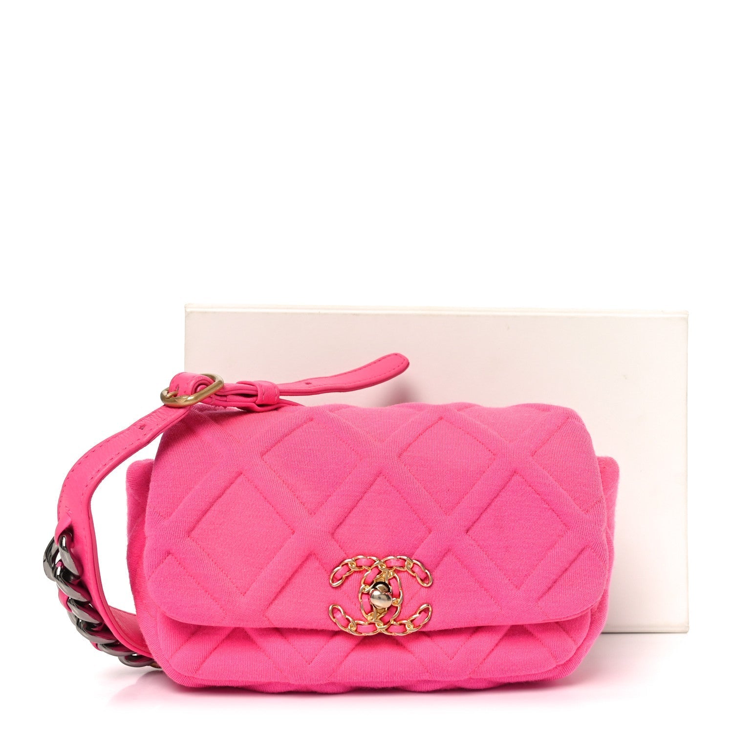 Jersey Quilted CHNL 19 Waist Bag Pink