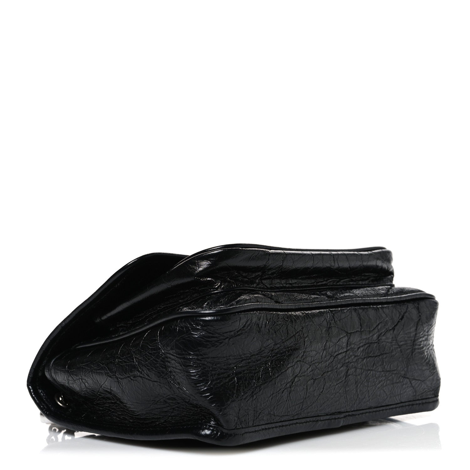 Crinkled Calfskin Matelasse Monogram Baby Niki Chain Satchel Black