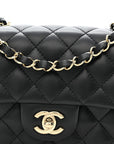 Lambskin Quilted Mini Rectangular Flap Black