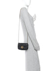 Calfskin Matelasse Super Mini GG Marmont Shoulder Bag Black