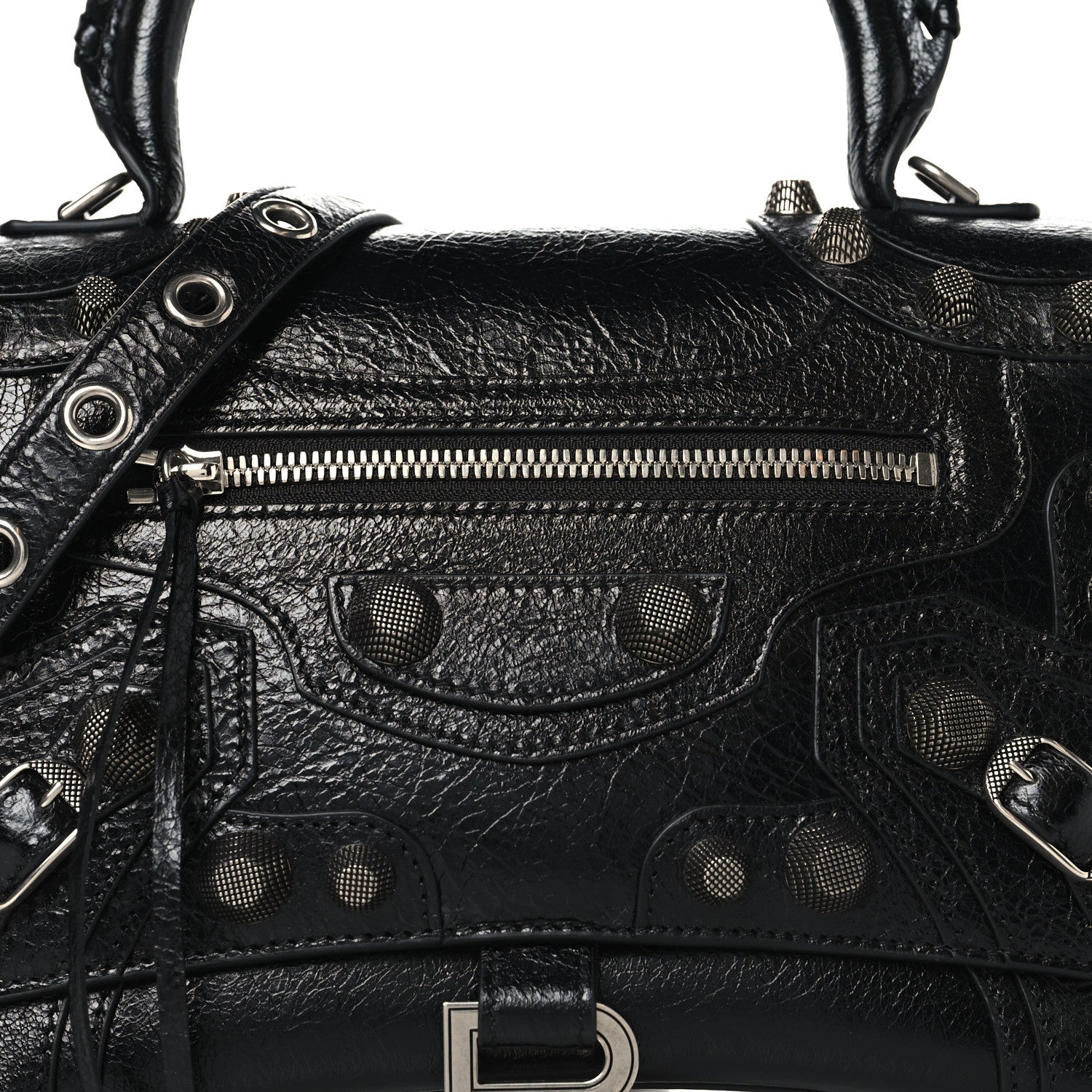 Arena Lambskin Medium Hourglass X Le Cagole Top Handle Bag Black