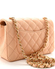 Lambskin Quilted Mini Rectangular Flap Beige