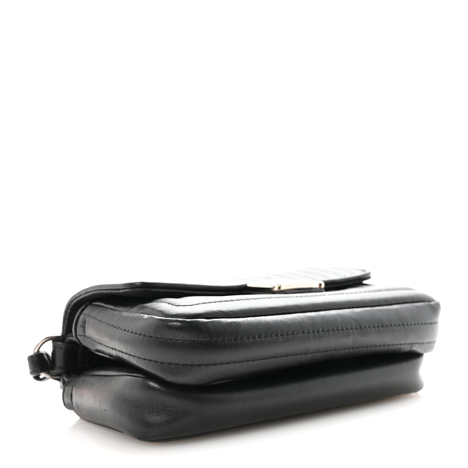 Shiny Nappa Trapuntata Micro Double Baguette Black