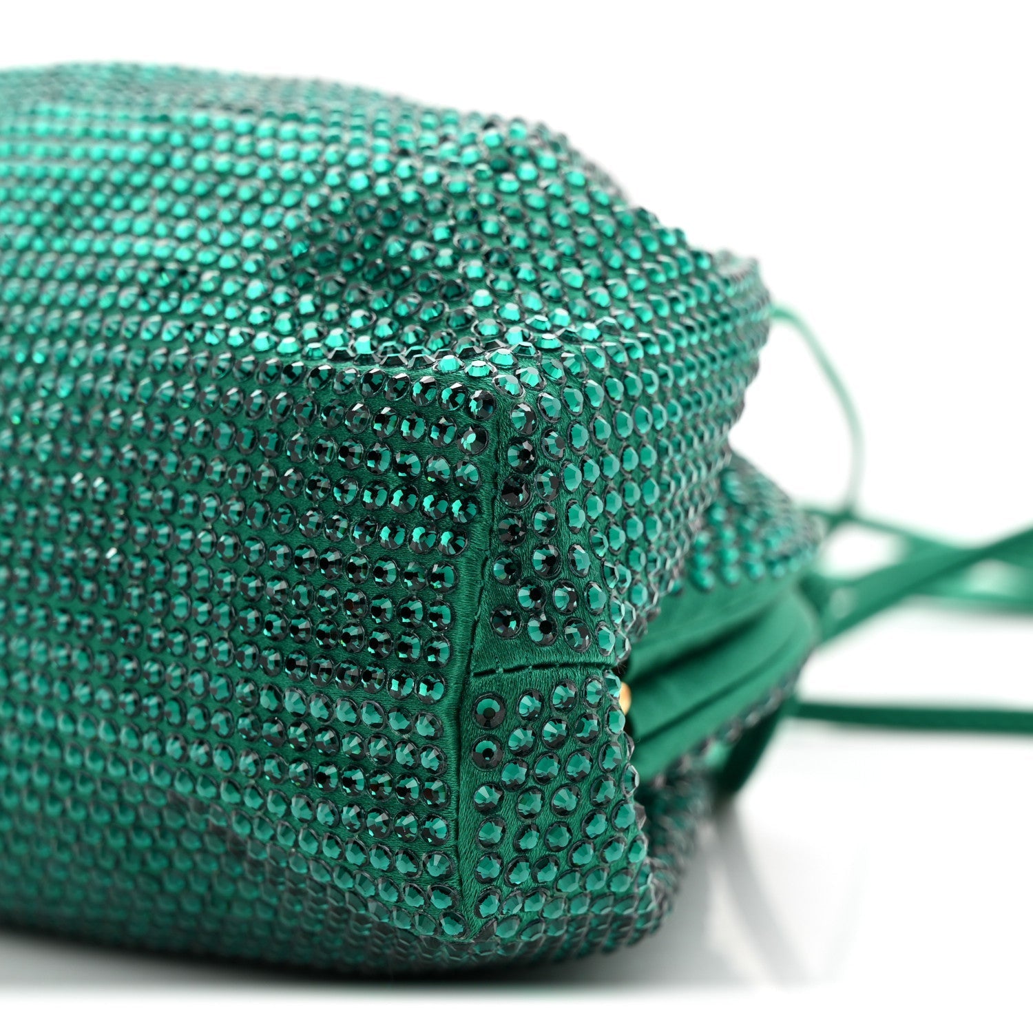 Satin Crystal Embellished The Mini Pouch Emerald