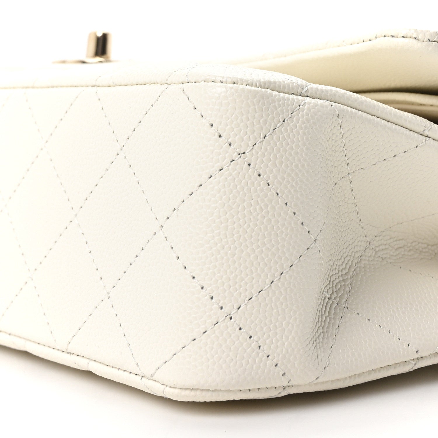 Caviar Quilted Medium Double Flap White
