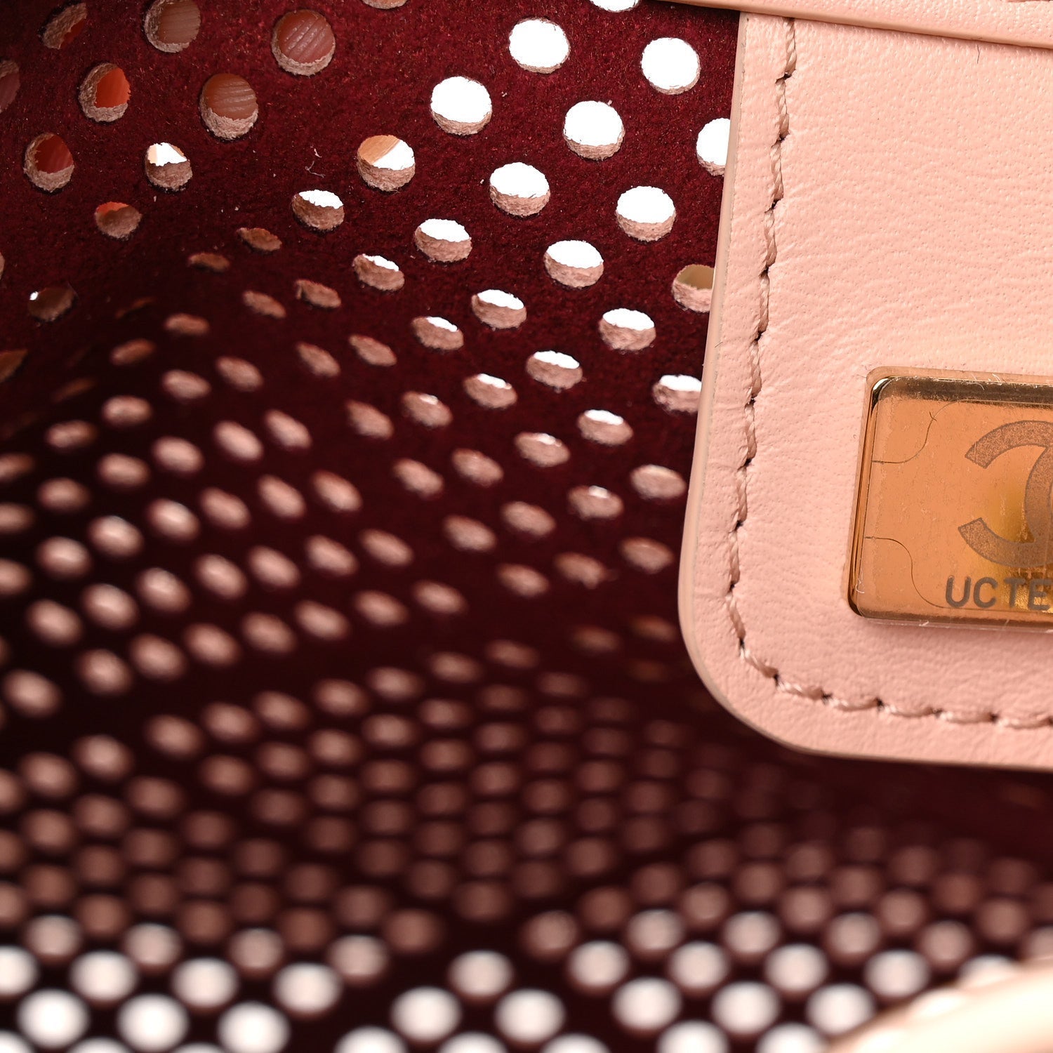 Perforated Calfskin Quilted Mini CHNL 25 Handbag Light Pink