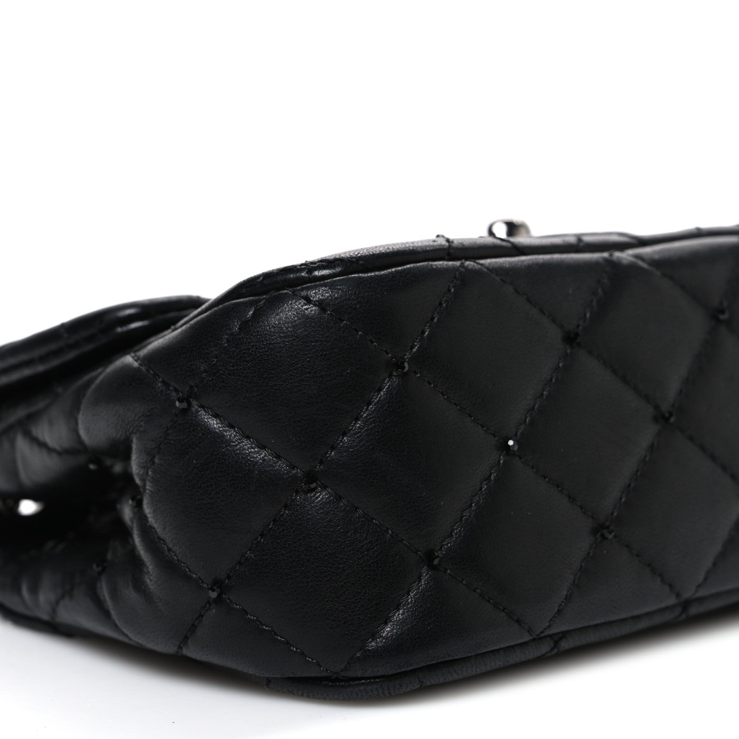 Lambskin Quilted Beaded Extra Mini Rectangular Flap Black