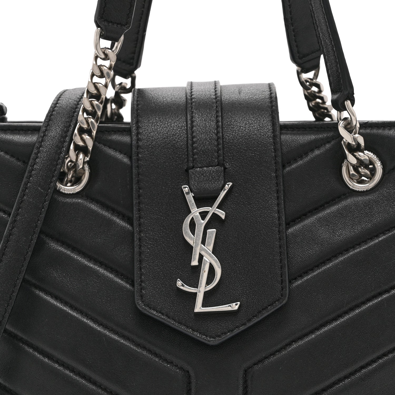 Calfskin Y Quilted Monogram Small Loulou Shopper Black