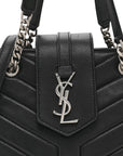 Calfskin Y Quilted Monogram Small Loulou Shopper Black