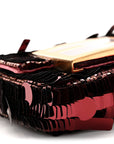 Sequin Paillettes Shiny Nappa Sex and the City Nano Maxi Buckle Baguette Charm Granata