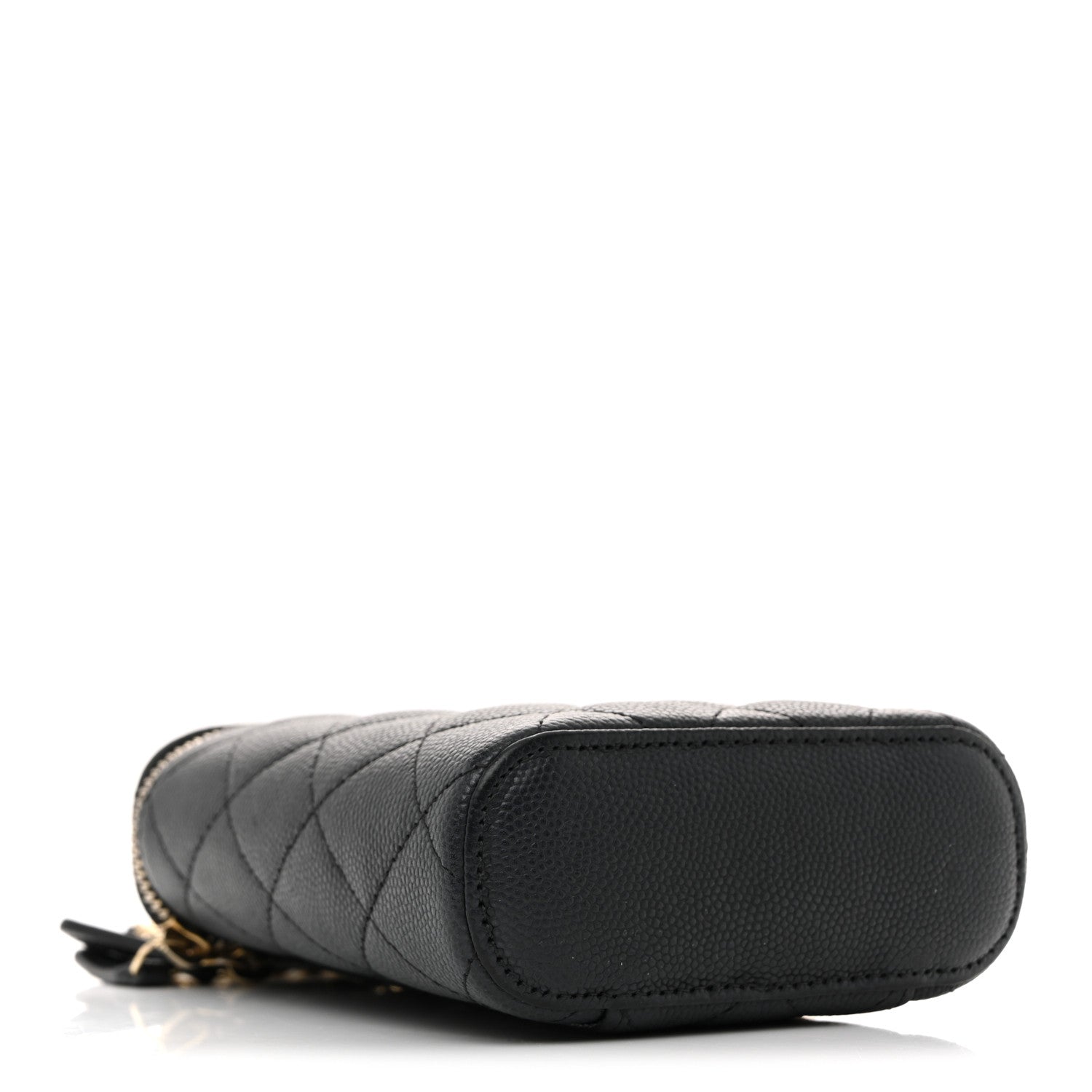 Caviar Quilted Small Vertical Coco Beauty Vanity Case With Chain Black