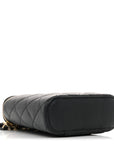 Caviar Quilted Small Vertical Coco Beauty Vanity Case With Chain Black