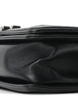 Calfskin Perforated Chevron Quilted Small Boy Flap Black