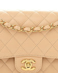 Caviar Quilted Medium Double Flap Beige