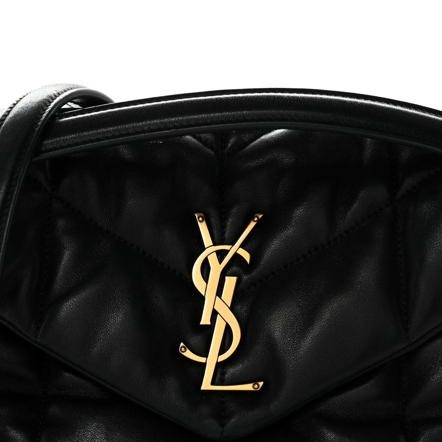 Lambskin Quilted Small Loulou Puffer Monogram Chain Satchel Black