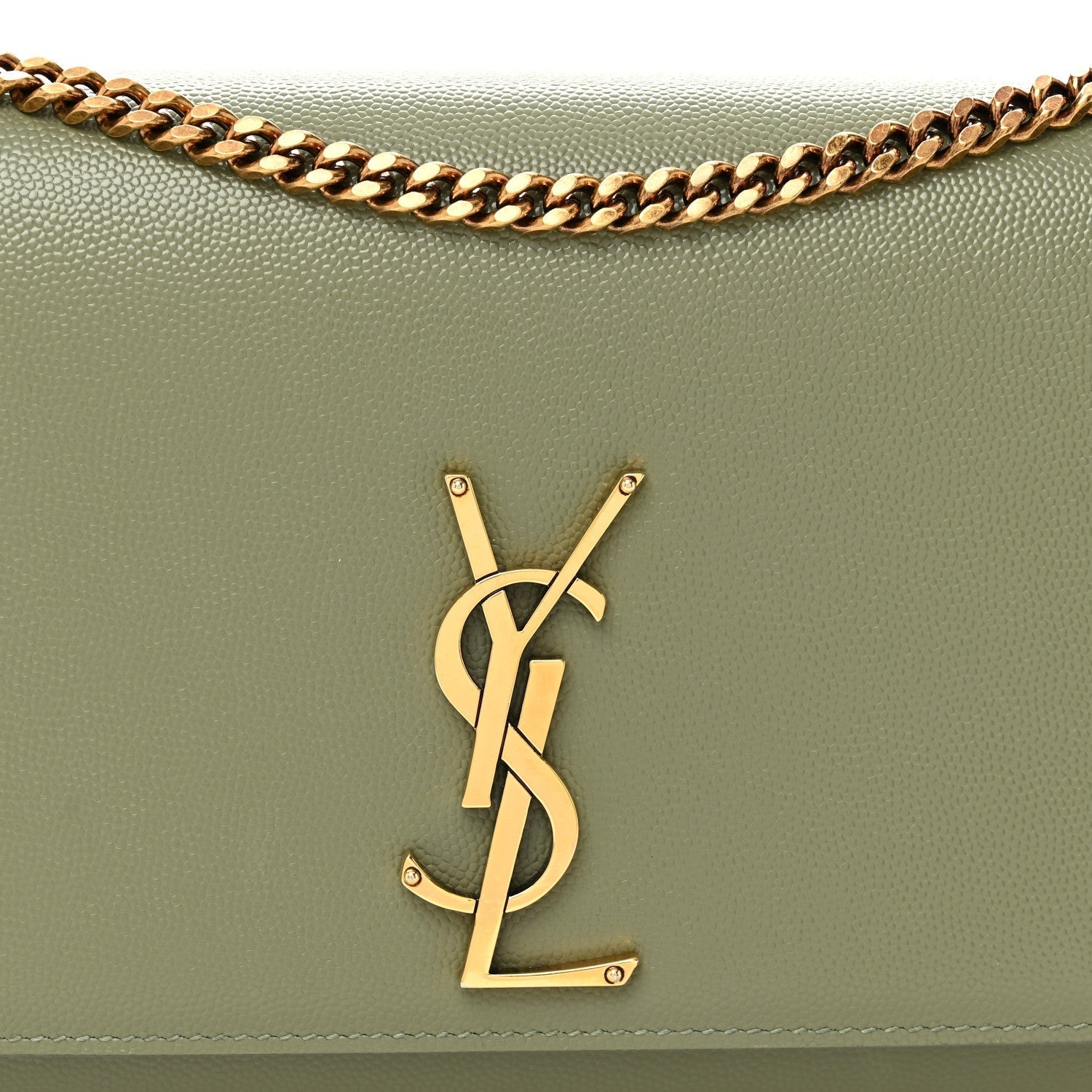 Grain De Poudre Medium Classic Monogram Kate Satchel Light Sage