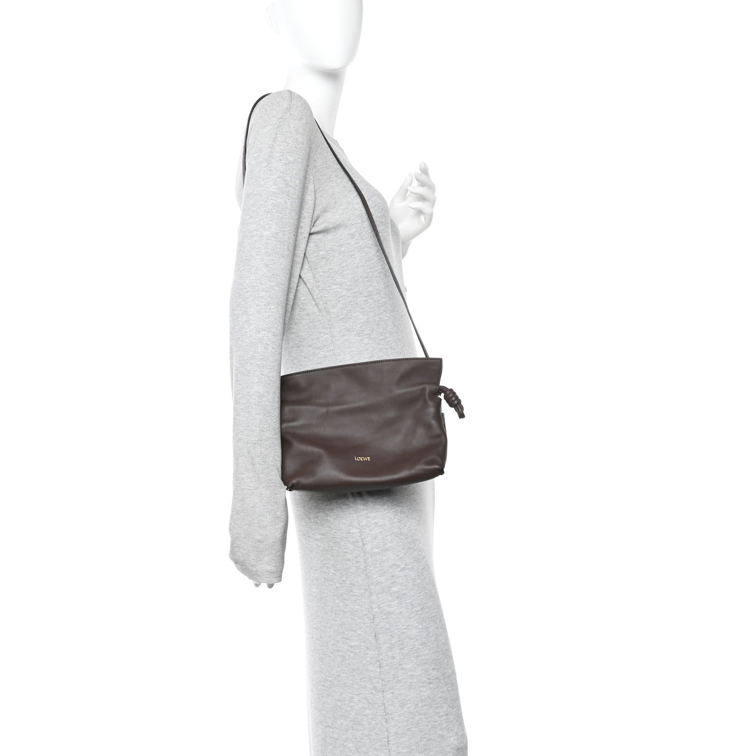 Calfskin Mini Flamenco Knot Bag Chocolate