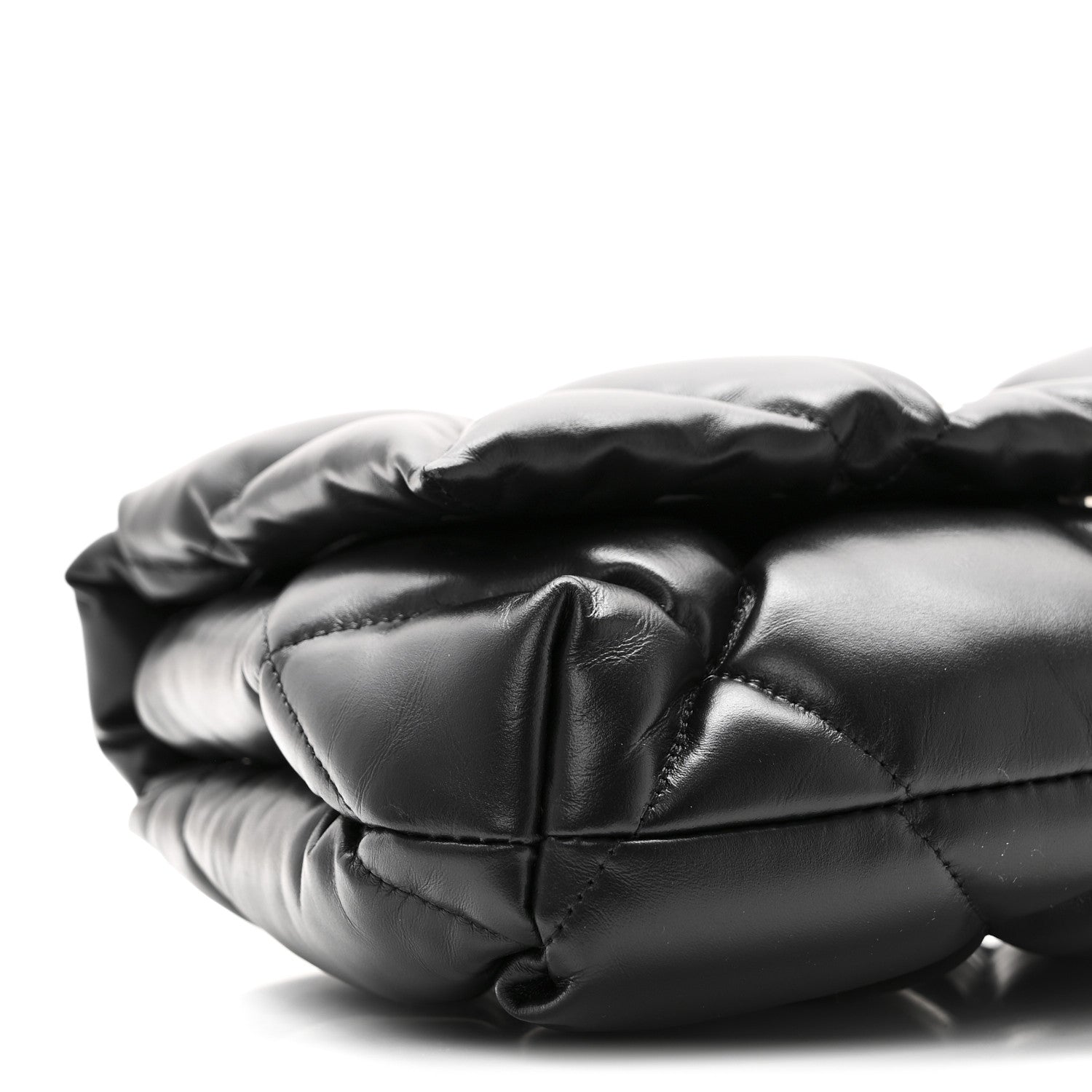 Nappa Calfskin Quilted Touch B Puffy Clutch Black