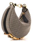 Wool Nappa Micro Houndstooth Nano FNDIgraphy Hobo Charm Beige Moro