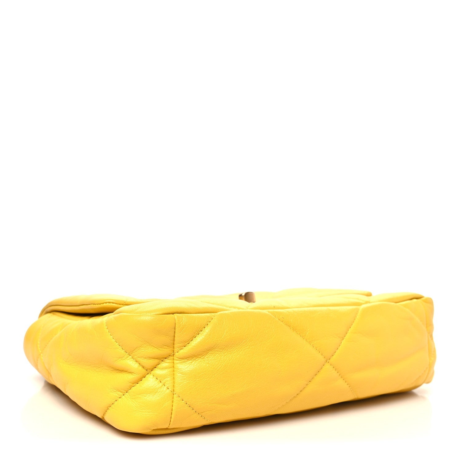 Shiny Goatskin Quilted Medium CHNL 19 Flap Yellow