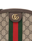 GG Supreme Monogram Textured Dollar Calfskin Web Small Ophidia Dome Shoulder Bag Beige Ebony New Acero