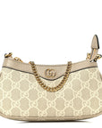 GG Supreme Monogram Textured Dollar Calfskin Web Mini Ophidia GG Handbag Beige Mystic White Oatmeal