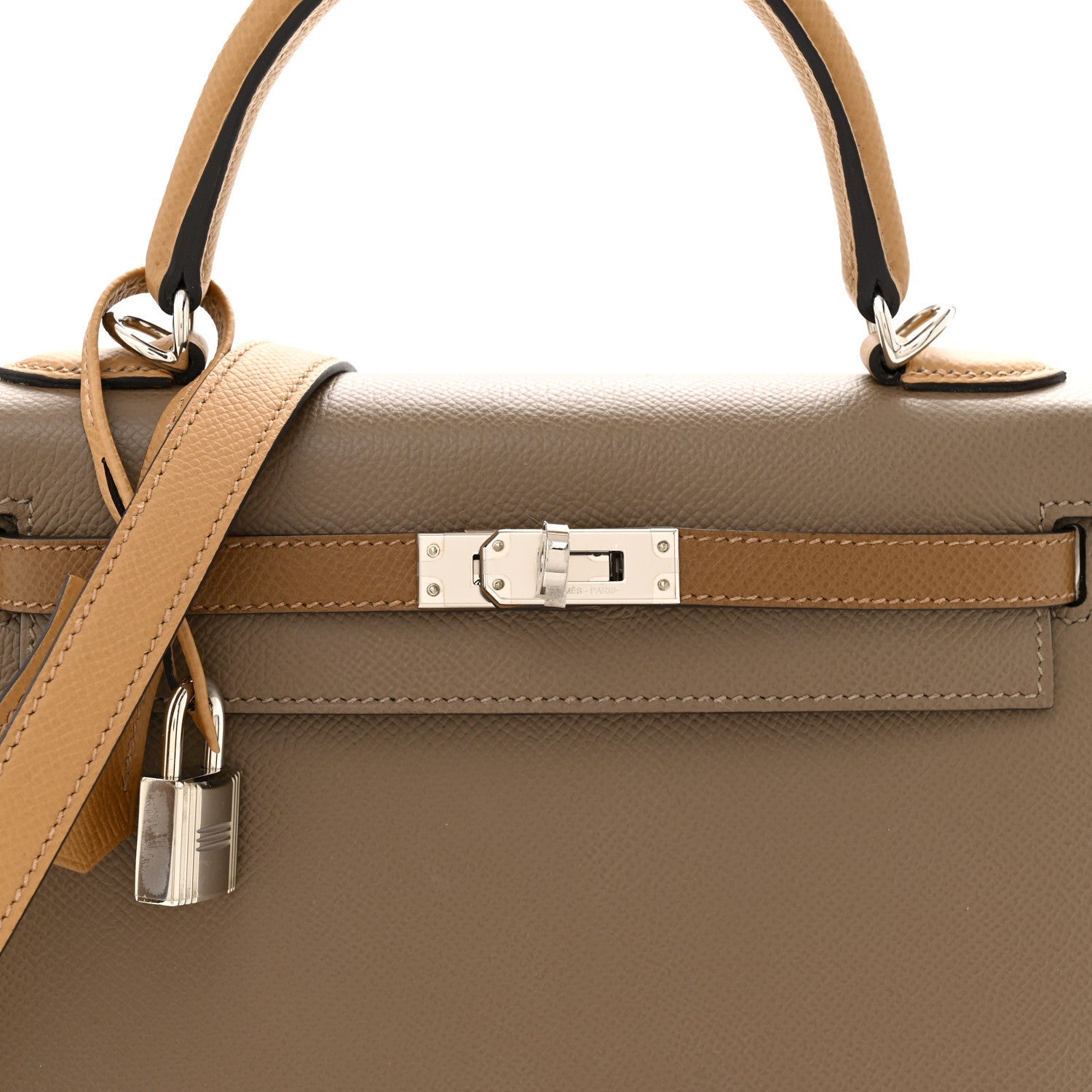 Epsom Tri-Color Kelly Sellier 25 Etoupe Alezan Biscuit