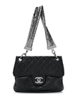 Lambskin Quilted Chain Mail Shoulder Bag Black