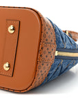 Denim Calfskin Reverse Monogram Malletage Alma BB Blue
