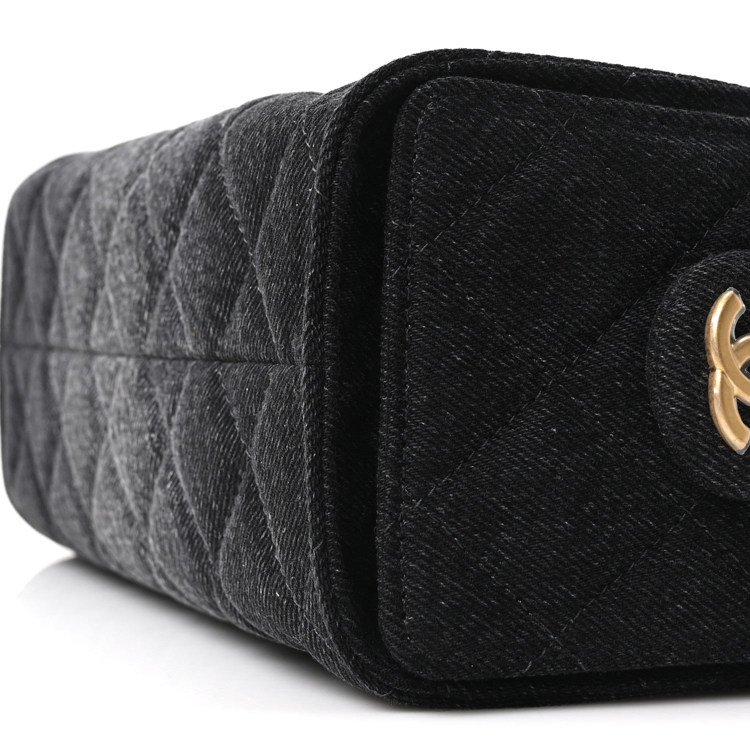 Washed Denim Quilted Mini CHNL 25 Handbag Black
