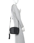 Calfskin Matelasse Monogram Monochrome Lou Camera Bag Black