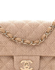 Braided Raffia Quilted Mini Rectangular Flap Dark Beige