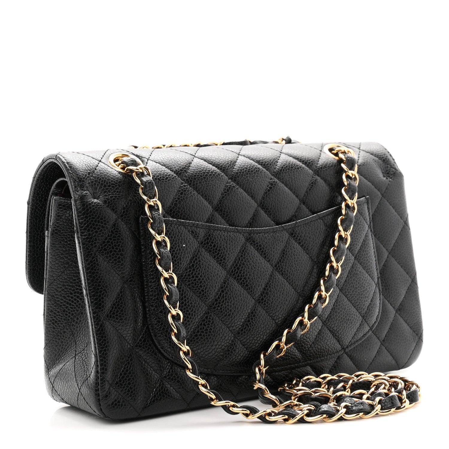 Caviar Quilted Small Double Flap Black
