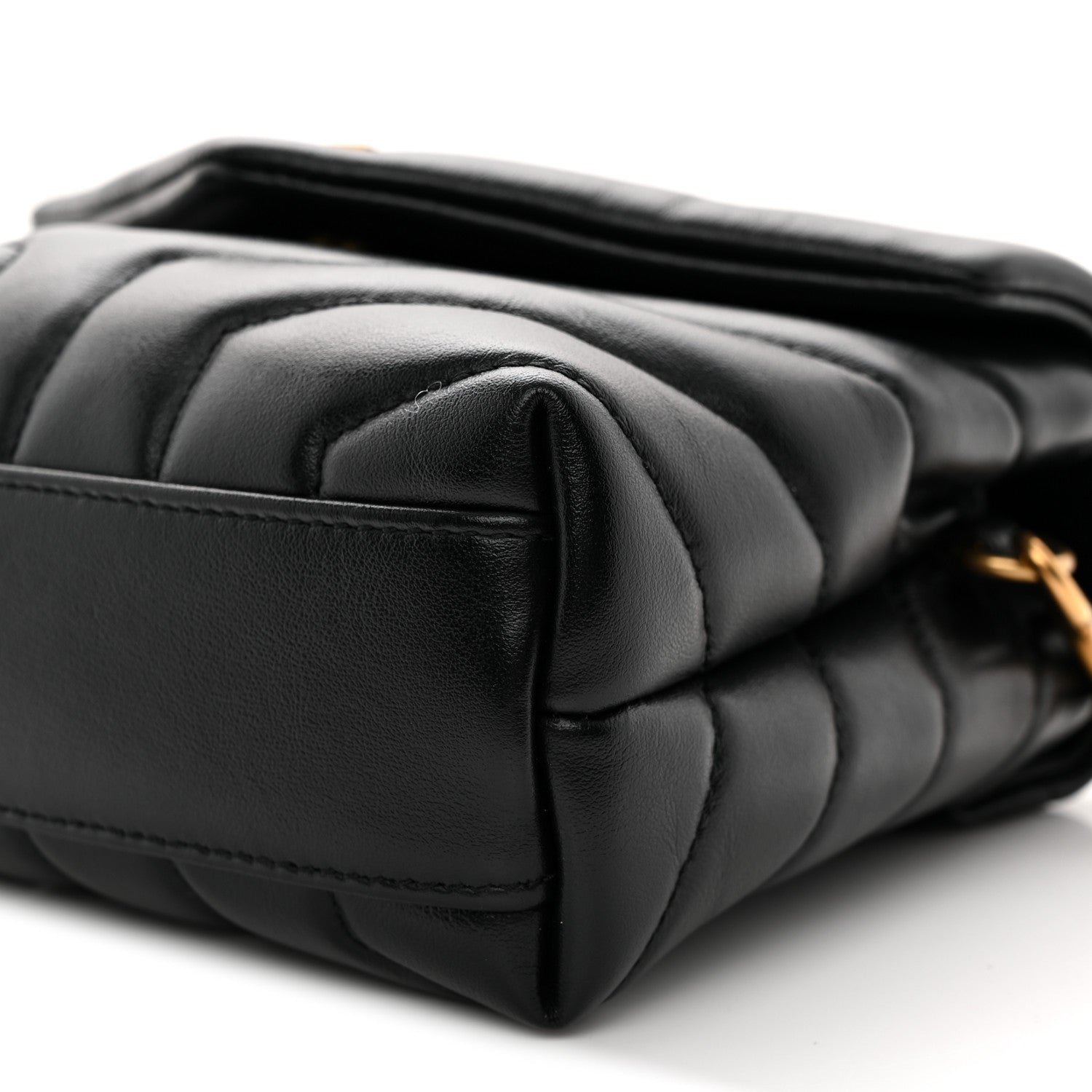 Calfskin Y Quilted Monogram Toy Loulou Crossbody Bag Black