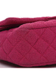 Tweed Quilted Medium Double Flap Fuchsia