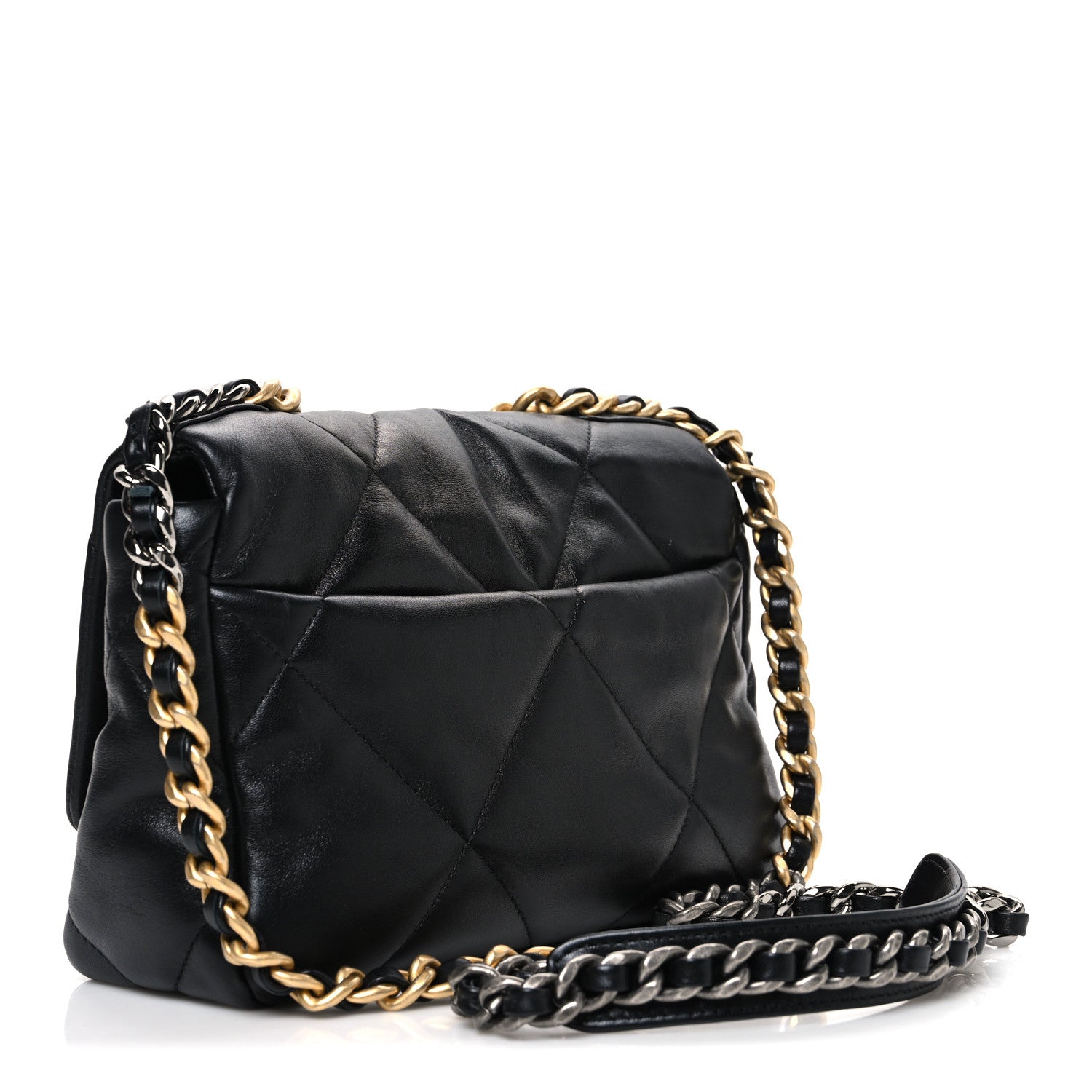 Lambskin Quilted Medium CHNL 19 Flap Black