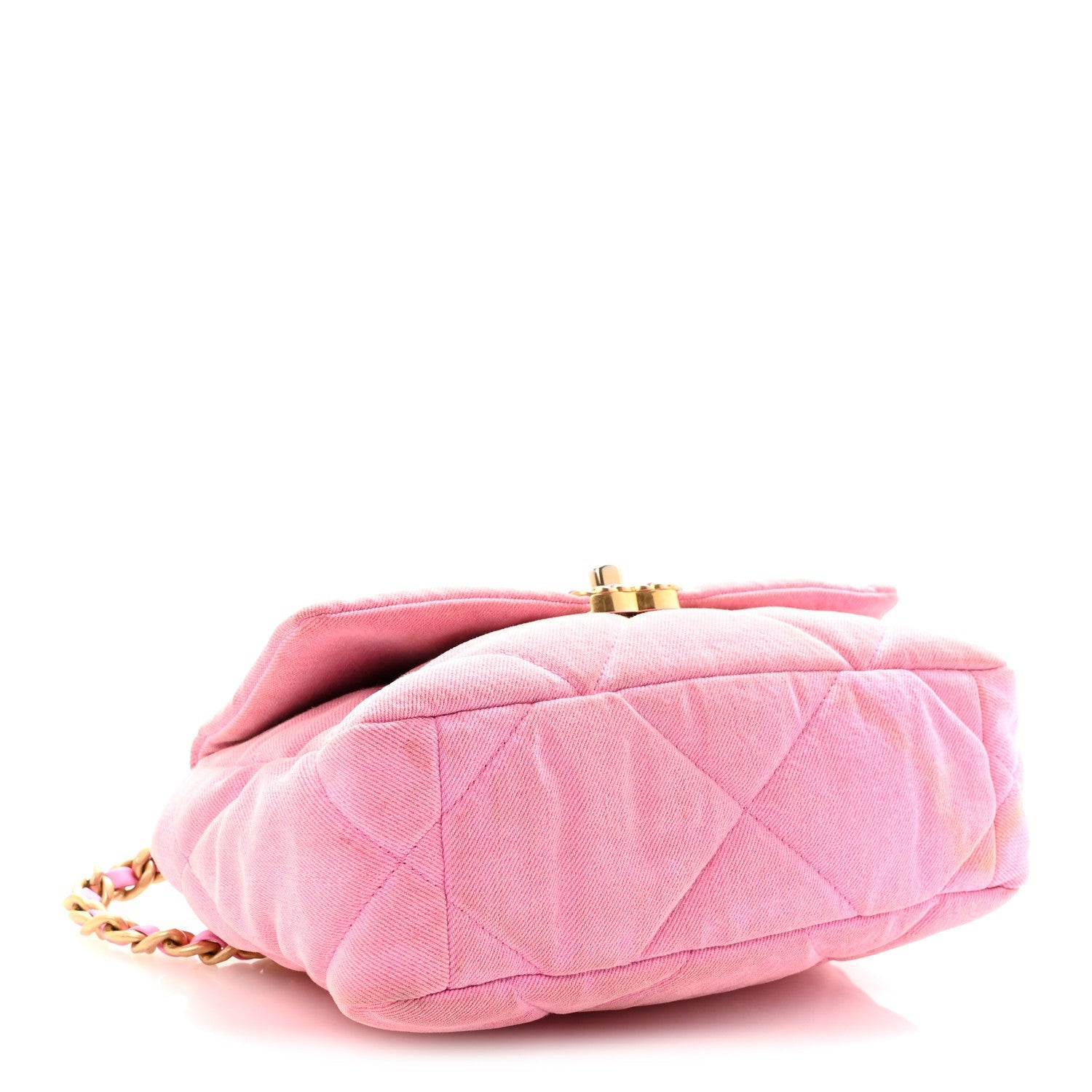 Denim Quilted Medium CHNL 19 Flap Neon Pink