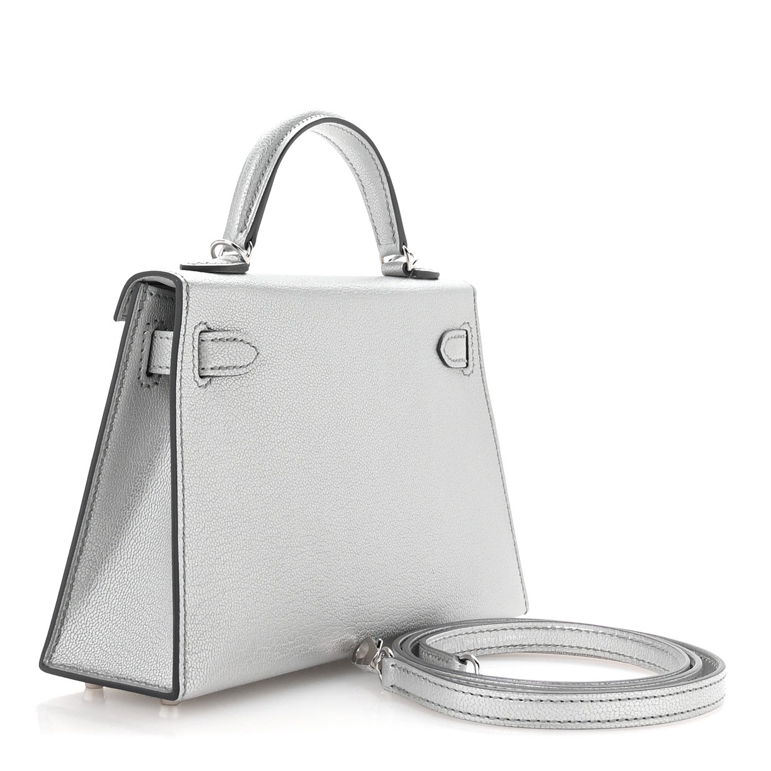 Metallic Chevre Chamkilight Mini Kelly Sellier 20 Argent